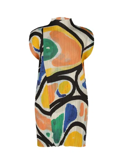 Issey Miyake Roll Abstract-print Mini Dress In Multi