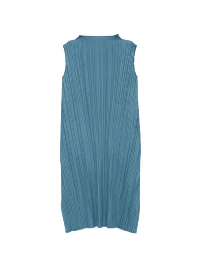 Issey Miyake Pleats Please Sleeveless Dress In Blue