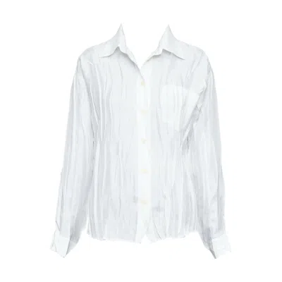 Pre-owned Issey Miyake Pleats Please White Plisse Pocketed Shirt Jp4 Xl