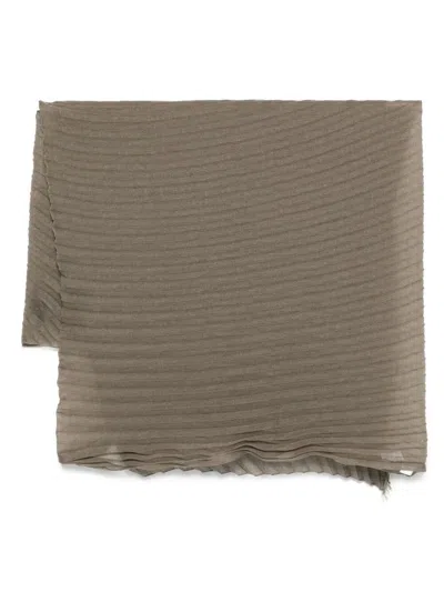 ISSEY MIYAKE "PLEATS" SILKY WOOL STOLE,IM58AD101 65 KHAKI