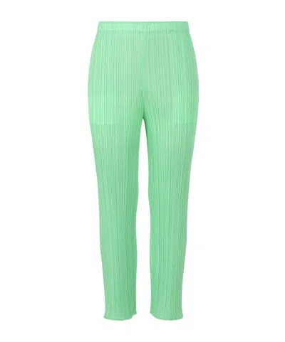 Issey Miyake Plissé Cropped Trousers In Green