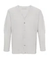 Issey Miyake Ribbed Texture V-neck Cardigan Pockets In White