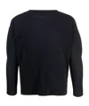 Issey Miyake Ns Black Pleated Long Sleeves Regular-fit Knitted T-shirt In Black