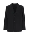 Issey Miyake Tailored Polyester Blazer Featuring Pleated Texture In Black