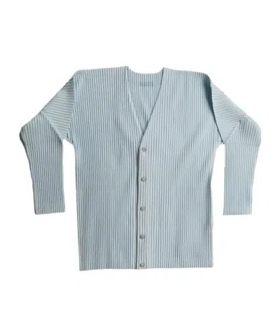 Issey Miyake Plissé-effect V-neck Cardigan In Grey