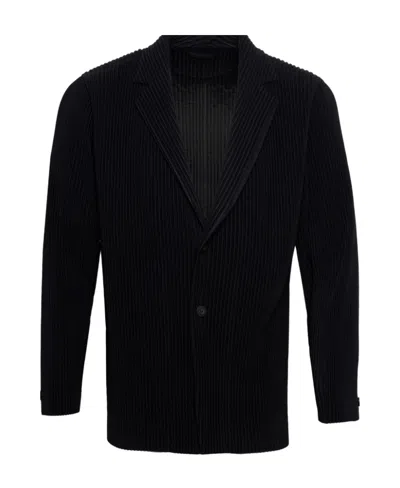 Issey Miyake Plissé Single-breasted Blazer In Black