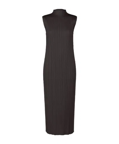 Issey Miyake Plissé Sleeveless Midi Dress In Black