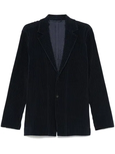 Issey Miyake Plissé Blazer In Blue