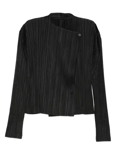 Issey Miyake Plissé Button Jacket In Black
