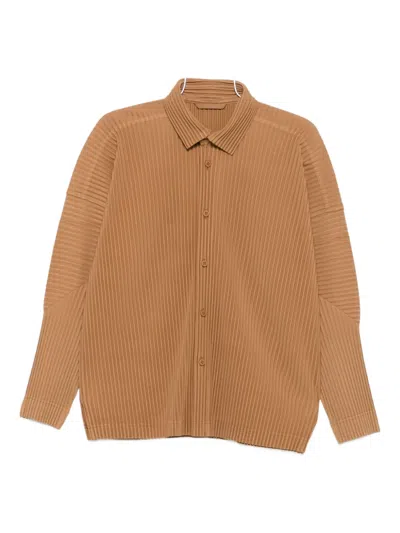 Issey Miyake Plissé Buttoned Shirt In Orange