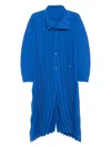 Issey Miyake Men's Pleated Edge Coat In Blue