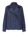Issey Miyake Plissé Collared Jacket In Blue