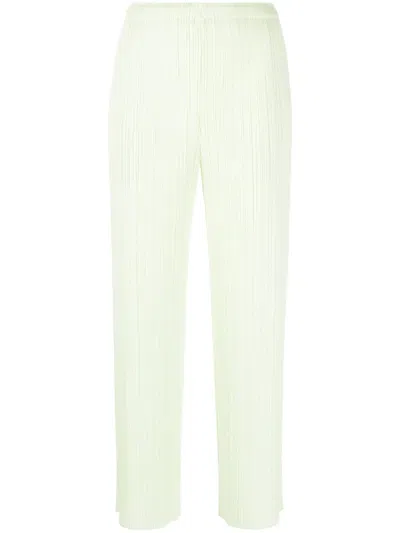 Issey Miyake Green Plissé Cropped Trousers