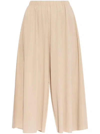 Issey Miyake Plissé Cropped Trousers In Nude