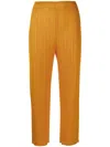 Issey Miyake Plissé Cropped Trousers In Orange