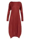 Issey Miyake Plissé Dress In Red