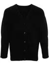 Issey Miyake Ribbed Texture V-necked Cardigan With Side Pockets In Black