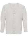 Issey Miyake Ribbed Texture V-neck Cardigan Pockets In Grey