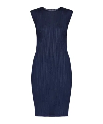 Issey Miyake Plissé-effect Midi Dress In Blue