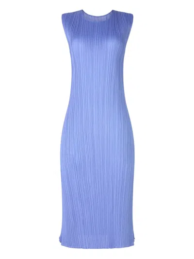 Issey Miyake Plissé-effect Midi Dress In Blue