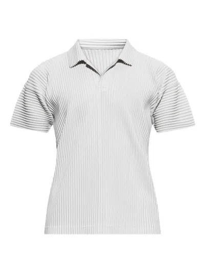 Issey Miyake Plissé-effect Polo Shirt In Gray