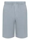 Issey Miyake Ns Gray Blue Pleats Regular-fit Knitted Shorts