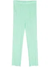 Issey Miyake Plissé-effect Slim-cut Trousers In Green