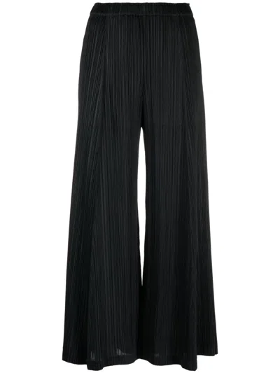 Issey Miyake Plissé-effect Straight-leg Trousers In Black
