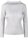 Issey Miyake Pleats Please Pleated Long Sleeves Top In Grey