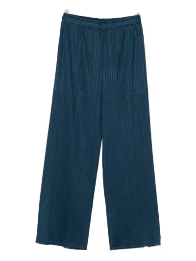 Issey Miyake Plissé-effect Trousers In Blue