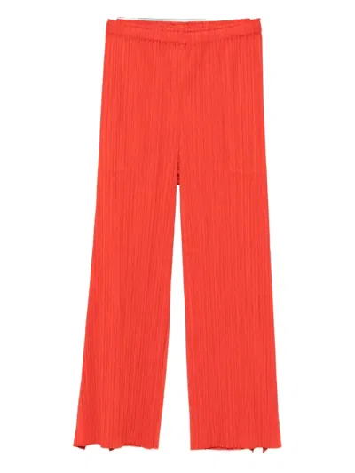 Issey Miyake Plissé Elasticated Trousers In Red
