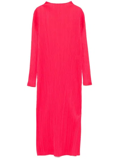 Issey Miyake Plissé Midi Dress In Red