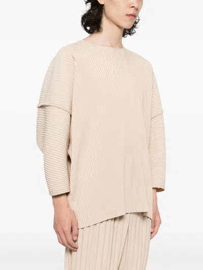 Issey Miyake Plissé Satin Shirt In Nude