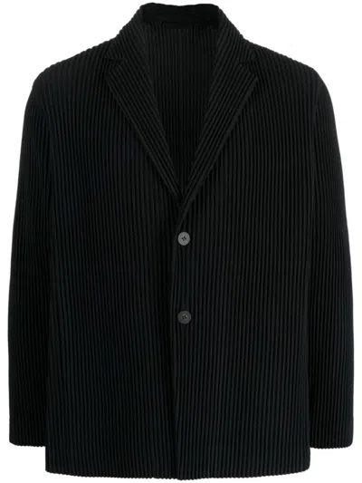 Issey Miyake Plissé Single-breasted Blazer In Black