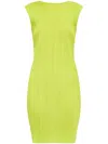Issey Miyake Plissé Sleeveless Minidress In Grün