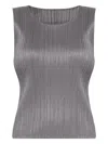 Issey Miyake Plissé Sleeveless Top In Gray