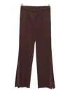 Issey Miyake Elastic Waistband Wide Leg Trousers In Brown