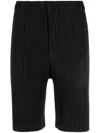 Issey Miyake Plissé Straight-leg Shorts In Black