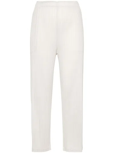 Issey Miyake Plissé Straight-leg Trousers In Neutrals