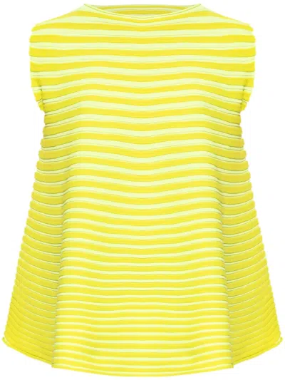 Issey Miyake Striped Ribbed-knit T-shirt In Yellow