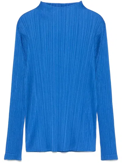 Issey Miyake Plissé Top In Blue