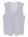 Issey Miyake Pleated Sleeveless V-neck Ribbed Vest