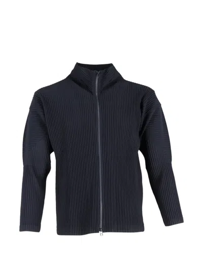 Pre-owned Issey Miyake Plissé Zip-up Jacket In Blue