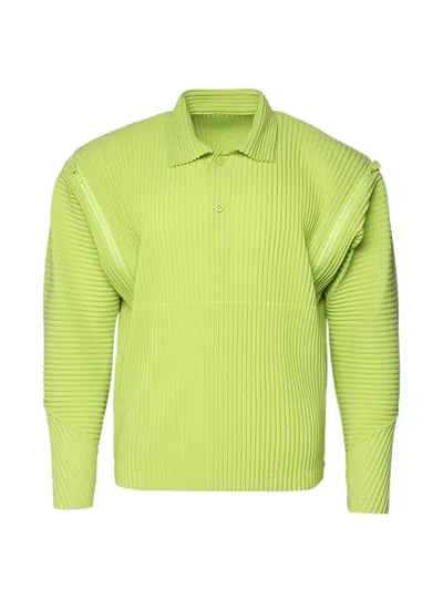 Issey Miyake Plissé Zip-detail Polo Shirt In Green