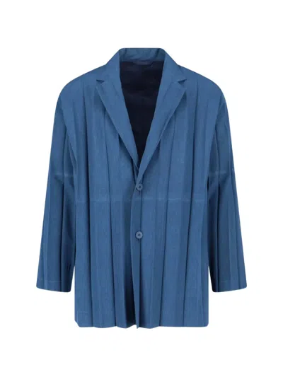 Issey Miyake Plissed-effect Blazer In Blue