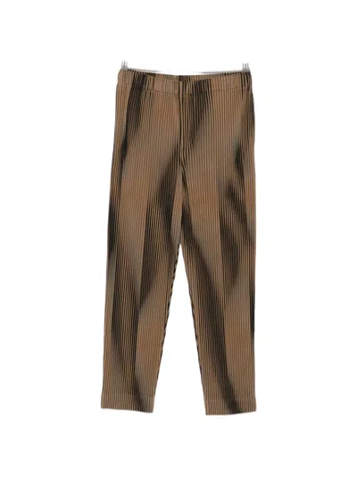 Issey Miyake Plissé-effect Cropped Trousers In Brown