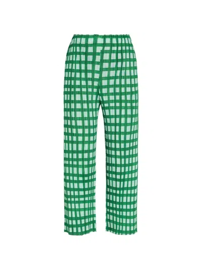 Issey Miyake Basket Pleated Cropped Trousers In Green