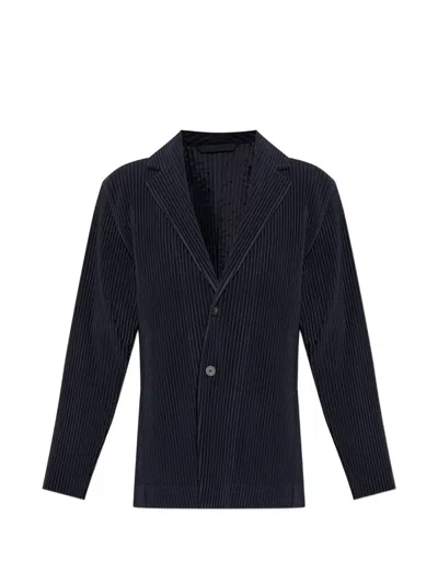 Issey Miyake Plissé-effect Notched-lapel Blazer In Blue