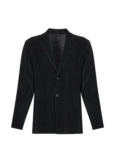 ISSEY MIYAKE PLISSÉ-EFFECT NOTCHED-LAPEL JACKET