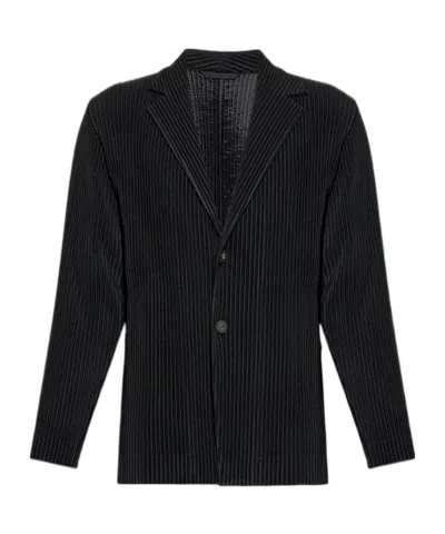 ISSEY MIYAKE PLISSÉ-EFFECT NOTCHED-LAPEL JACKET